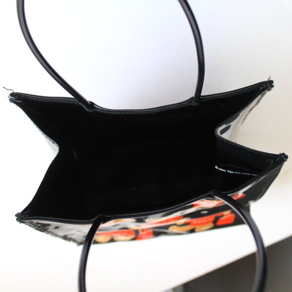 Avon Vintage Black Red PVC Teddy Bear Mini Tote Purse Double Handle Bag - Picture 6 of 6